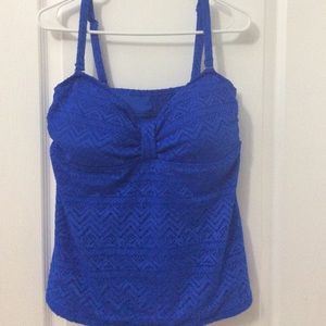 Blue Lace embroidery bathing suit top